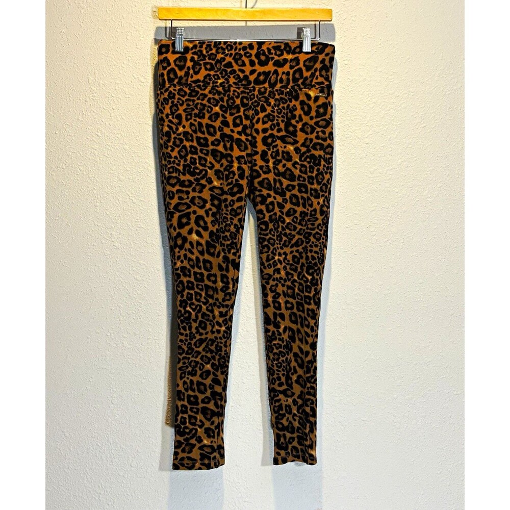 Tahari Women’s Leopard Print Ankle Leggings M Brown/Black Yoga Stretch 28in